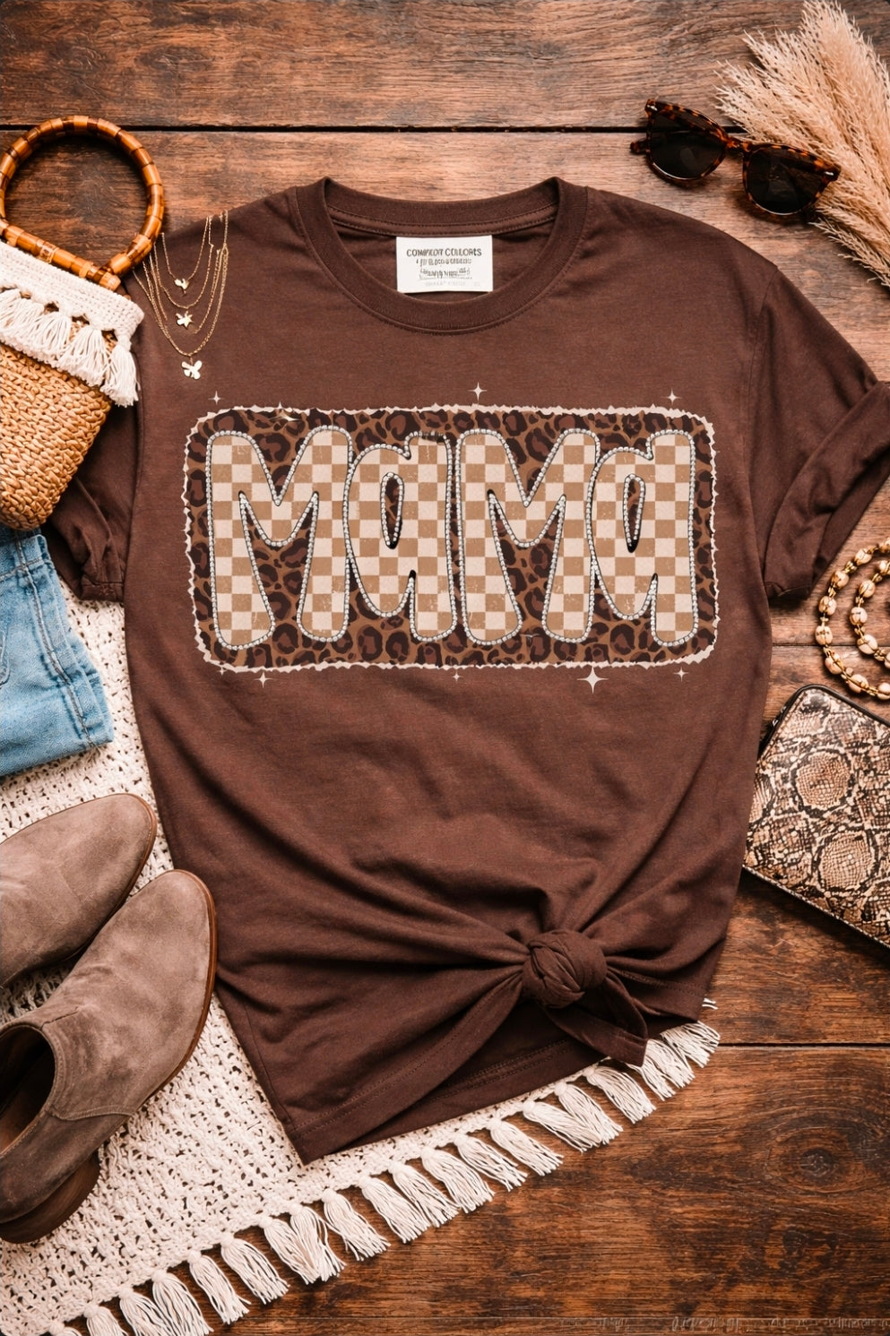 Leopard Check Mama Tee