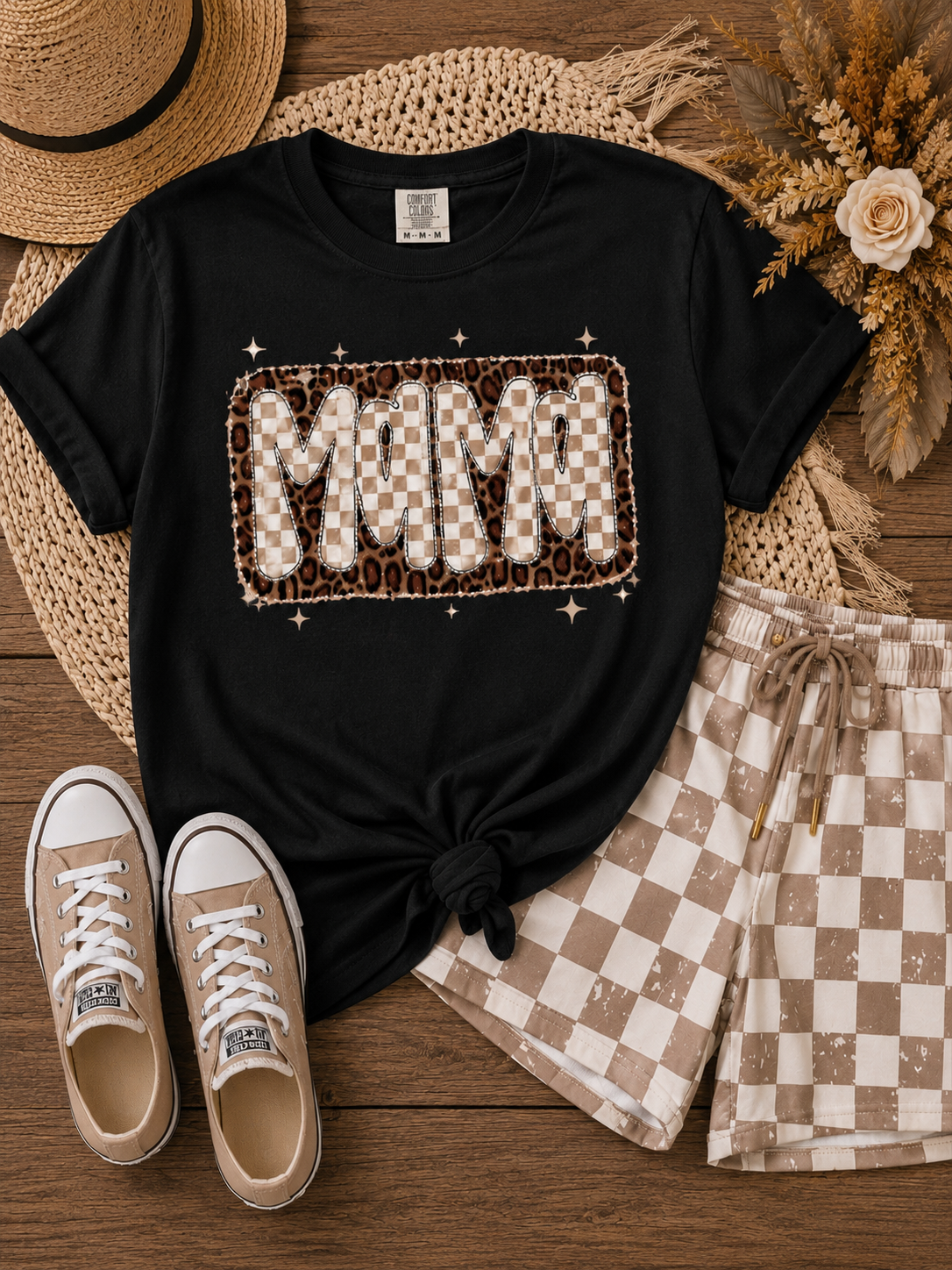 Leopard Check Mama Tee
