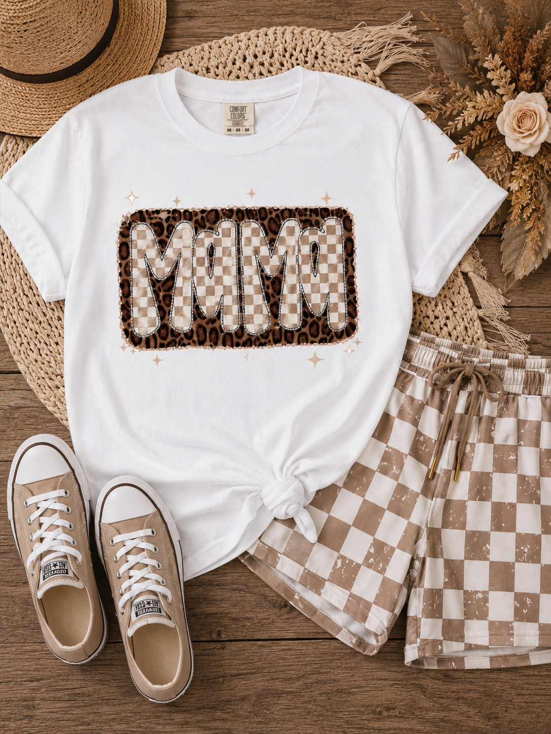 Leopard Check Mama Tee
