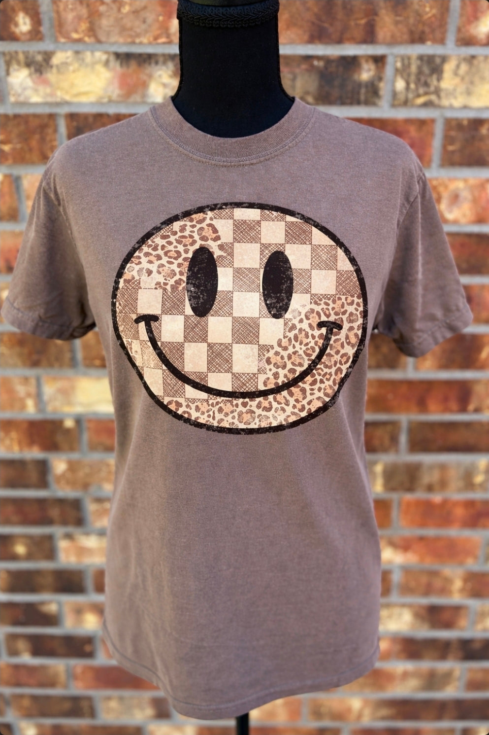 Smiley Leopard Check Tee